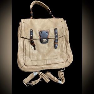 ‼️SALE‼️Black Rivet | Camel Brown Genuine Leather Satchel Crossbody Bag Backpack